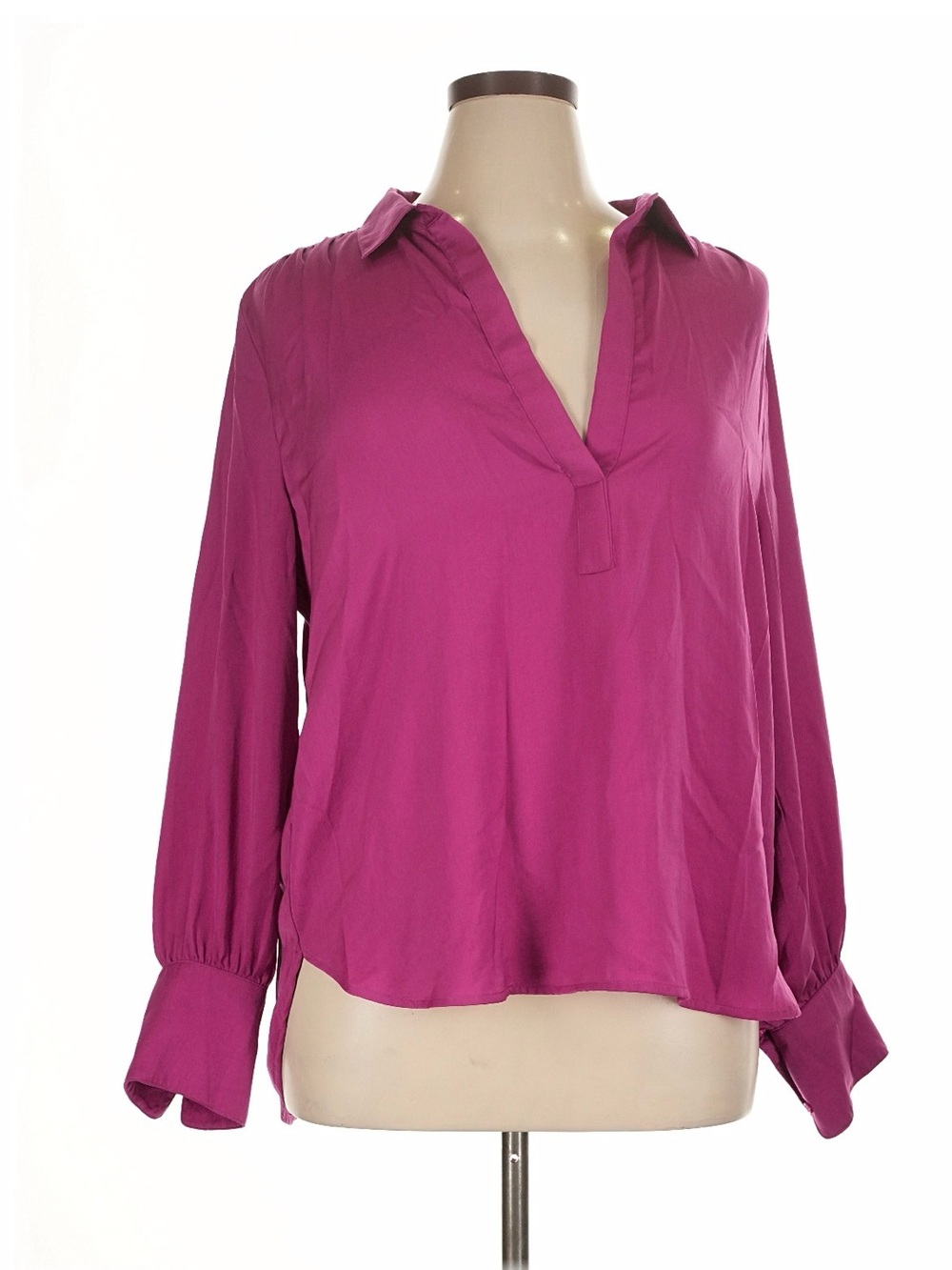 Banana Republic Factory Fuchsia V-Neck Long Sleeve Blouse